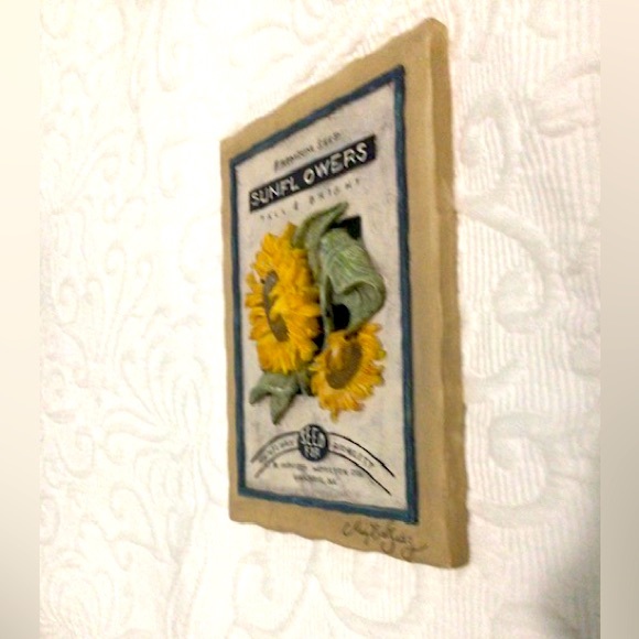 2 Stoneware Plaques Tulips 🌷 & Sunflowers 🌻 3D by Mary Beth Zeitz - Picture 6 of 6